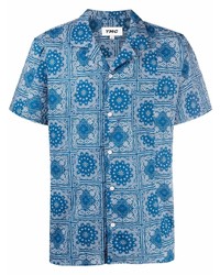 blaues Kurzarmhemd mit Paisley-Muster von YMC