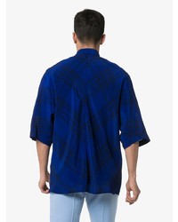 blaues Kurzarmhemd mit Schottenmuster von Haider Ackermann