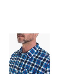 blaues Kurzarmhemd mit Schottenmuster von Schöffel