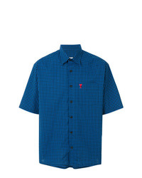 blaues Kurzarmhemd mit Vichy-Muster von AMI Alexandre Mattiussi