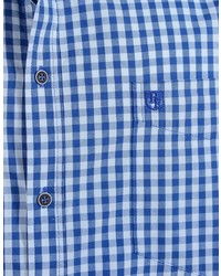 blaues Kurzarmhemd mit Vichy-Muster von Big fashion