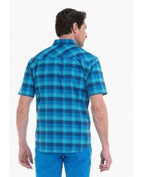 blaues Kurzarmhemd mit Vichy-Muster von Schöffel