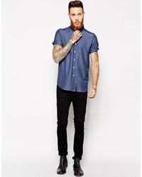 blaues Kurzarmhemd von Asos