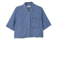 blaues Kurzarmhemd von Mango