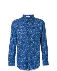blaues Langarmhemd mit Blumenmuster von Engineered Garments