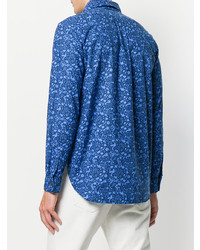 blaues Langarmhemd mit Blumenmuster von Engineered Garments