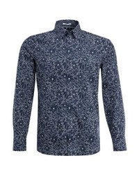 blaues Langarmhemd mit Blumenmuster von Ted Baker