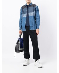 blaues Langarmhemd mit Flicken von Comme Des Garcons SHIRT