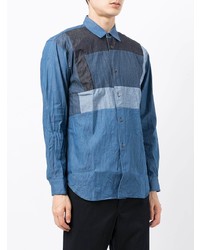 blaues Langarmhemd mit Flicken von Comme Des Garcons SHIRT