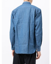 blaues Langarmhemd mit Flicken von Comme Des Garcons SHIRT