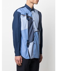 blaues Langarmhemd mit Flicken von Comme Des Garcons SHIRT