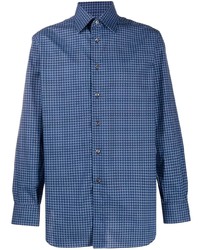 blaues Langarmhemd mit geometrischem Muster von Brioni
