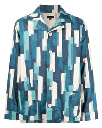 blaues Langarmhemd mit geometrischem Muster von Clot