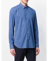 blaues Langarmhemd mit geometrischem Muster von Xacus