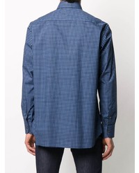 blaues Langarmhemd mit geometrischem Muster von Brioni