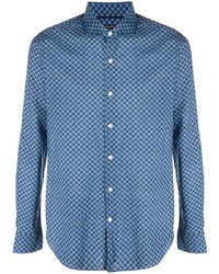 blaues Langarmhemd mit geometrischem Muster von Orian