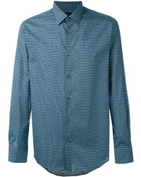 blaues Langarmhemd mit geometrischem Muster von Pal Zileri