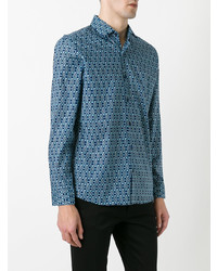 blaues Langarmhemd mit geometrischem Muster von Fashion Clinic Timeless