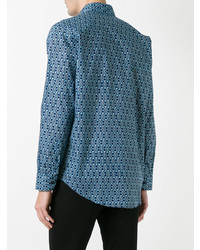 blaues Langarmhemd mit geometrischem Muster von Fashion Clinic Timeless