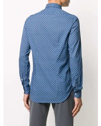 blaues Langarmhemd mit geometrischem Muster von Orian