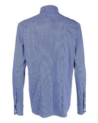 blaues Langarmhemd mit Hahnentritt-Muster von Orian