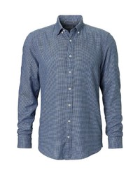 blaues Langarmhemd mit Hahnentritt-Muster von Marc O'Polo