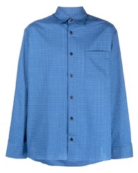 blaues Langarmhemd mit Karomuster von A.P.C.