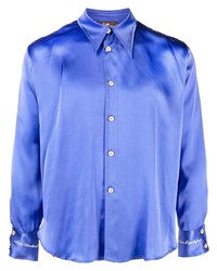 blaues Langarmhemd mit Karomuster von Late Checkout