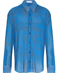 blaues Langarmhemd mit Karomuster von Maximilian