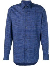 blaues Langarmhemd mit Karomuster von Prada