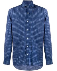 blaues Langarmhemd mit Paisley-Muster von Barba