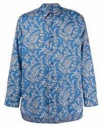 blaues Langarmhemd mit Paisley-Muster von Etro