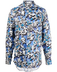 blaues Langarmhemd mit Paisley-Muster von Etro