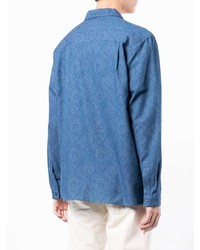 blaues Langarmhemd mit Paisley-Muster von YMC