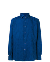 blaues Langarmhemd mit Paisley-Muster von Glanshirt