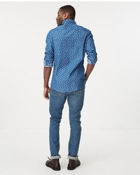 blaues Langarmhemd mit Paisley-Muster von Lexington