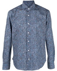 blaues Langarmhemd mit Paisley-Muster von Orian