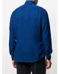 blaues Langarmhemd mit Paisley-Muster von Glanshirt