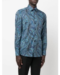 blaues Langarmhemd mit Paisley-Muster von Etro