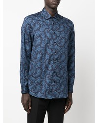 blaues Langarmhemd mit Paisley-Muster von Etro