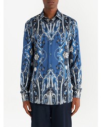 blaues Langarmhemd mit Paisley-Muster von Etro