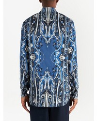 blaues Langarmhemd mit Paisley-Muster von Etro