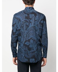 blaues Langarmhemd mit Paisley-Muster von Etro