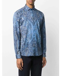 blaues Langarmhemd mit Paisley-Muster von Etro