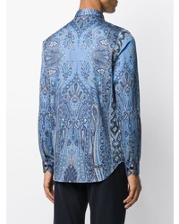 blaues Langarmhemd mit Paisley-Muster von Etro