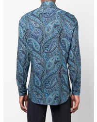 blaues Langarmhemd mit Paisley-Muster von Etro