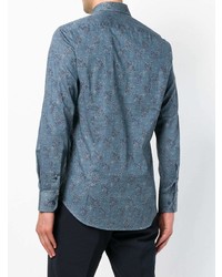 blaues Langarmhemd mit Paisley-Muster von Etro