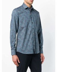 blaues Langarmhemd mit Paisley-Muster von Etro