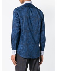 blaues Langarmhemd mit Paisley-Muster von Etro