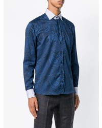 blaues Langarmhemd mit Paisley-Muster von Etro